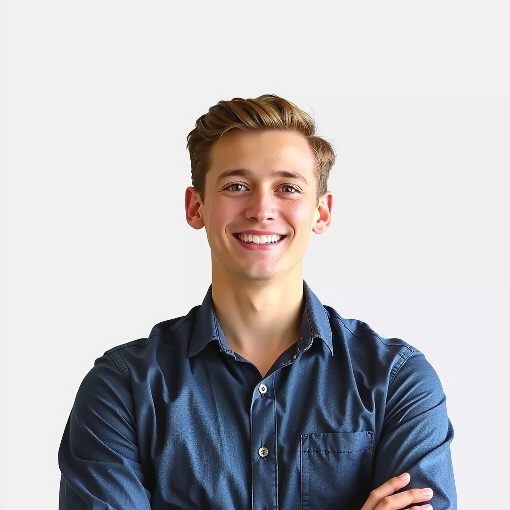 Customer testimonial image: a vibrant young man